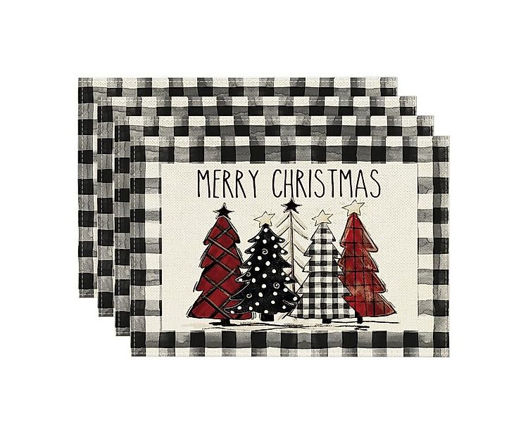 Coonoor Platzset Tischsets mit Weihnachtsbäumen und Schneemann, Winter-Tisc günstig online kaufen