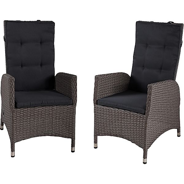 Garden Pleasure Stapelstuhl BRAGA Kunststoff verstellbar Dunkelgrau 2er Set günstig online kaufen