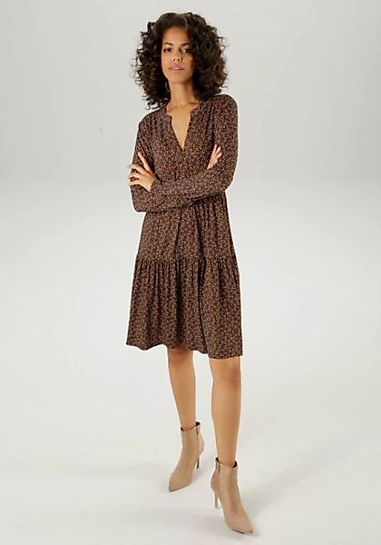 Aniston CASUAL Jerseykleid, mit trendfarbigen, grafischen Allover-Druck günstig online kaufen