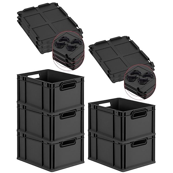 PROREGAL SparSet 5x Eurobox Nextgen Color Mit Auflagedeckel HxBxT 22x30x40c günstig online kaufen