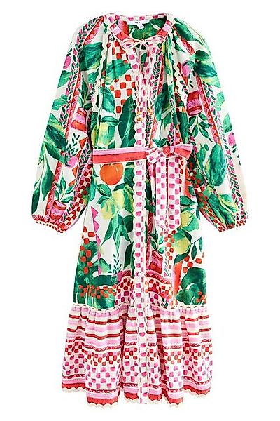 Next Midikleid Midi-Hemdblusenkleid mit Bindegürtel aus Baumwolle (1-tlg) günstig online kaufen