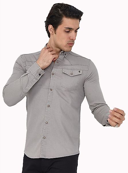 Megaman Jeans Langarmhemd Modernes Freizeit Jeanshemd günstig online kaufen