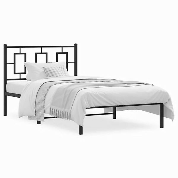 vidaXL Bettgestell, Bettrahmen mit Kopfteil Metall Schwarz 100x190 cm günstig online kaufen