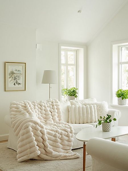 Wohndecke Trendige Kuscheldecke Felloptik 140x220 cm, Skinnwille Home, flau günstig online kaufen