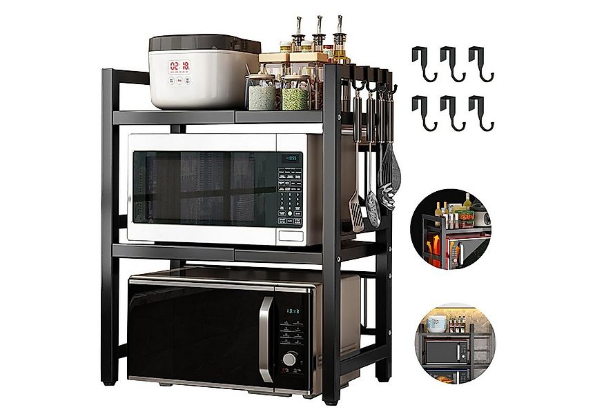 OKWISH Küchenregal Mikrowellenregal Bäckerregal Gewürzregal mit 6 Haken, 3- günstig online kaufen