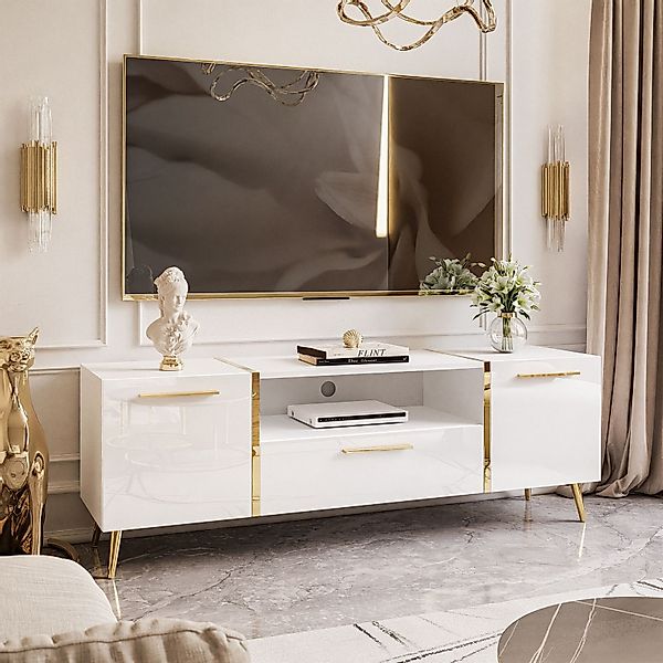yourhouse24 Lowboard TV ONYX goldenen Beinen günstig online kaufen