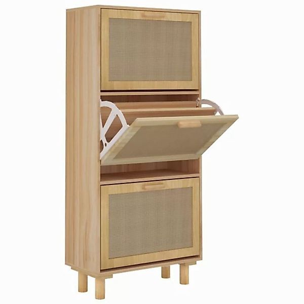 furnicato Schuhschrank Braun 52x25x115 cm Holzwerkstoff & Rattan Natur (1-S günstig online kaufen