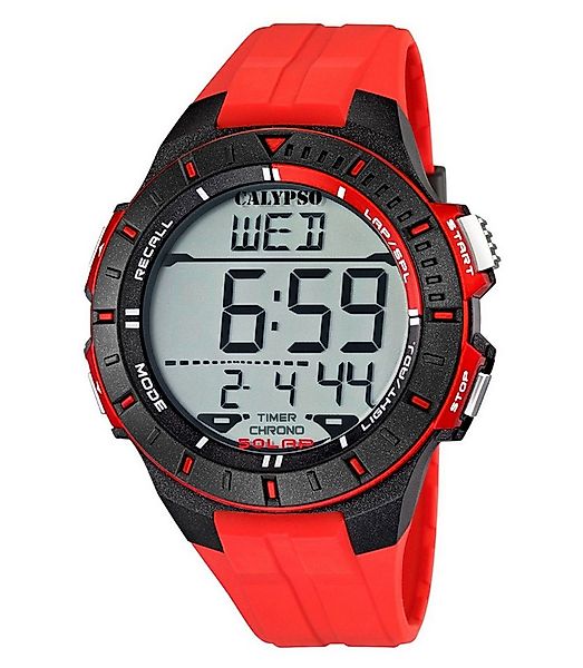 Calypso Quarzuhr Herrenuhr K5607-5 Rot Kunststoffband 48 mm günstig online kaufen
