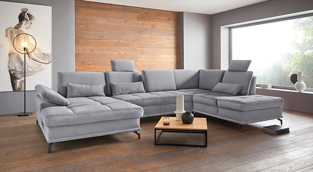 PLACES OF STYLE Wohnlandschaft "Costello U-Form, B: 363 cm mit Sitztiefen-, günstig online kaufen