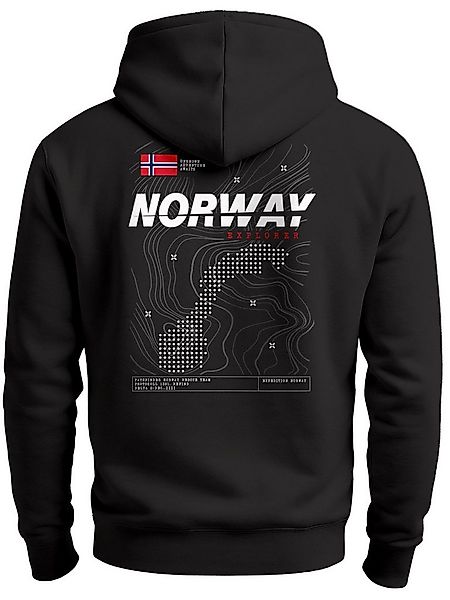Neverless Hoodie Hoodie Backprint Herren Norwegen Flagge Schriftzug Norway günstig online kaufen