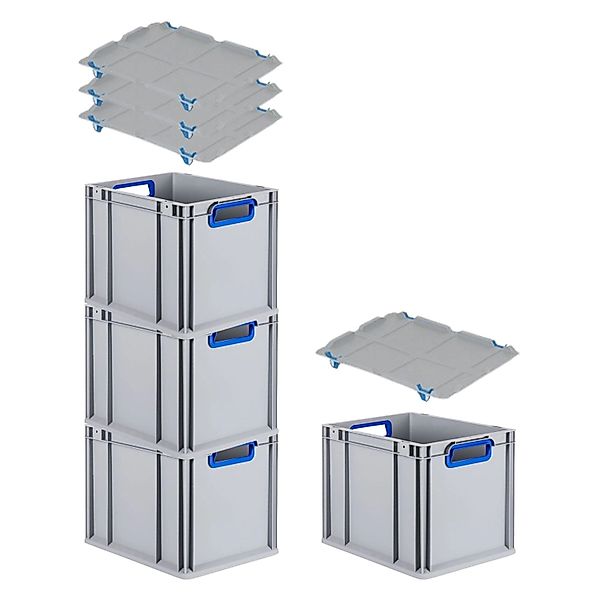 PROREGAL Spar Set 4x Eurobox Nextgen Color Mit Auflagedeckel & Schiebeschna günstig online kaufen