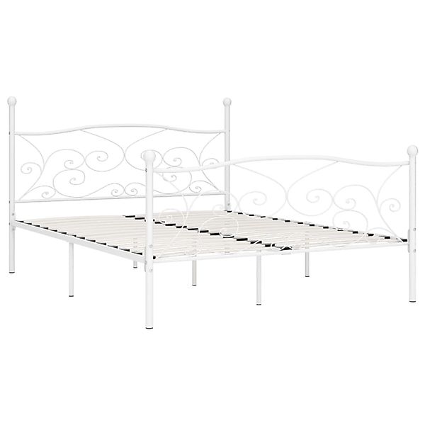 Bettgestell Mit Lattenrost Weiß Metall 200 Ã 200 Cm günstig online kaufen