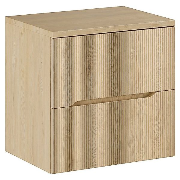 Lomadox Waschbeckenschrank NARPIO-56 60cm breit in Eiche mit gerillten Fron günstig online kaufen