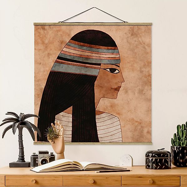 Stoffbild Portrait mit Posterleisten - Quadrat Cleopatra günstig online kaufen