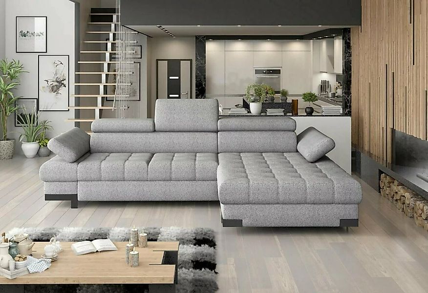 JVmoebel Ecksofa, Design Ecksofa L-form Bettfunktion Couch Leder Textil Sof günstig online kaufen