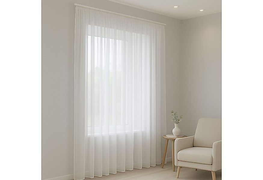 Gardinen by Justyna Gardine Gardine Voile Weiß mit Kräuselband und Bleiband günstig online kaufen