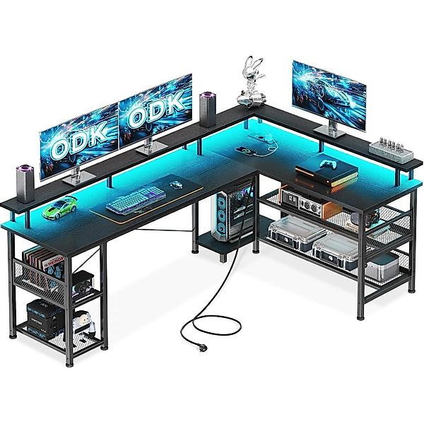 LuxusKollektion Eckschreibtisch Gaming Tisch LED Beleuchtung günstig online kaufen
