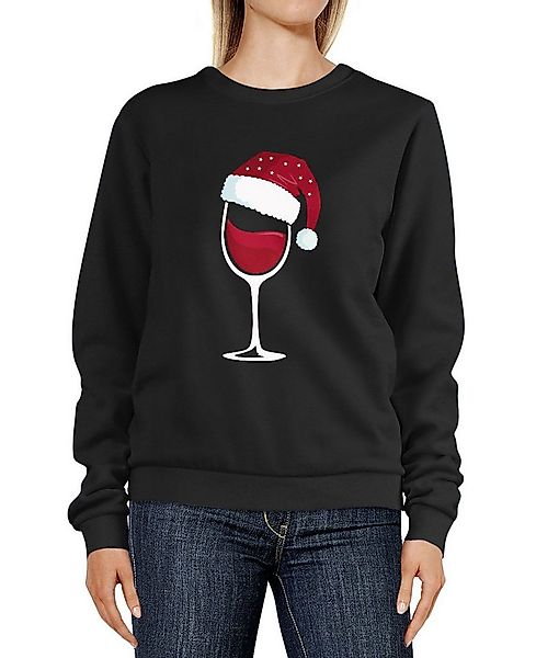 MoonWorks Sweatshirt Sweatshirt Weihnachten lustig Weinglas mit Weihnachtsm günstig online kaufen
