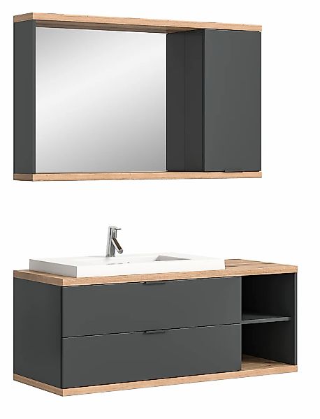 welltime Badmöbel-Set, (Set, 2 St.), Sencillo, Badkombination 2tlg. Anthraz günstig online kaufen