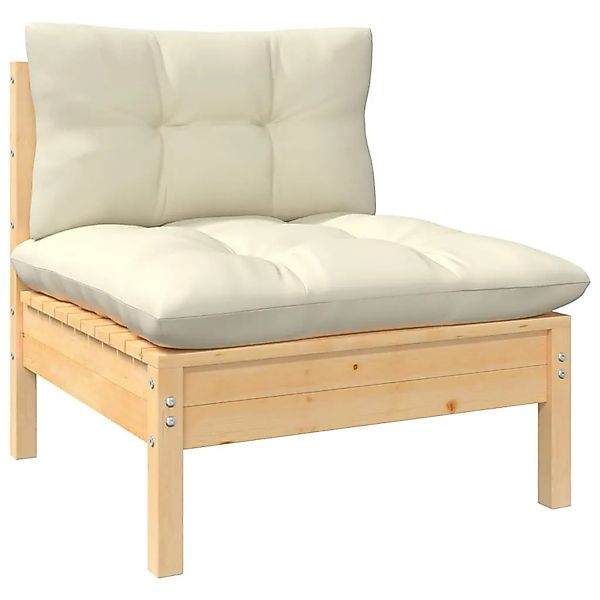 vidaXL 11-tlg Garten-Lounge-Set mit Creme Kissen Massivholz Kiefer Modell 1 günstig online kaufen