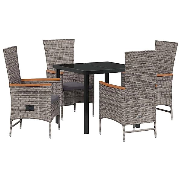 vidaXL Garten Essgruppe mit Kissen 5-Tlg Grau Poly Rattan 3379437 günstig online kaufen