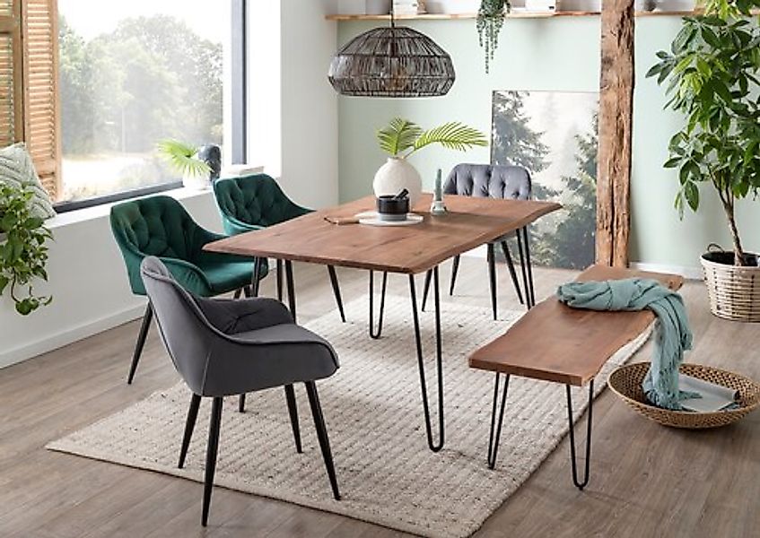 Home affaire Esstisch »Soho«, mit vollmassiver Akazienholzplatte mit Baumka günstig online kaufen