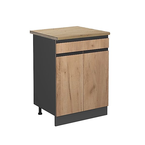 Vicco Küchenunterschrank R-Line Goldkraft Eiche/Anthrazit 80 cm AP Eiche mi günstig online kaufen