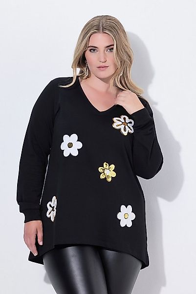 MIAMODA Sweatshirt Sweatshirt A-Linie Blumen-Applikationen günstig online kaufen