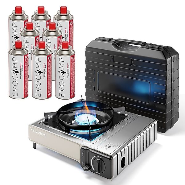 Evocamp Camping Gaskocher 1-Flammig 2,2 kW mit Piezozündung und 8 227g Kart günstig online kaufen