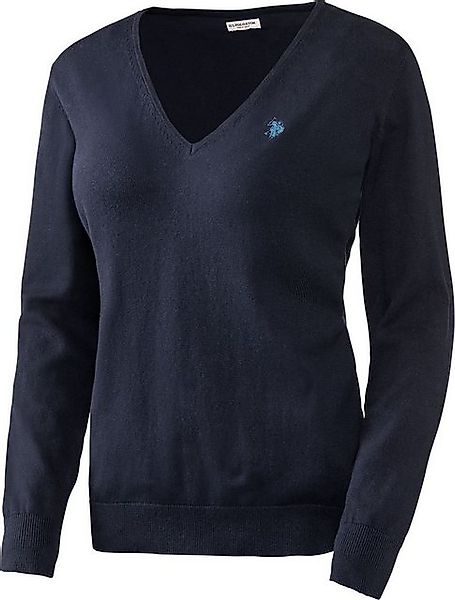 U.S. Polo Assn V-Ausschnitt-Pullover aus weichem Baumwollmix-Strick und lei günstig online kaufen