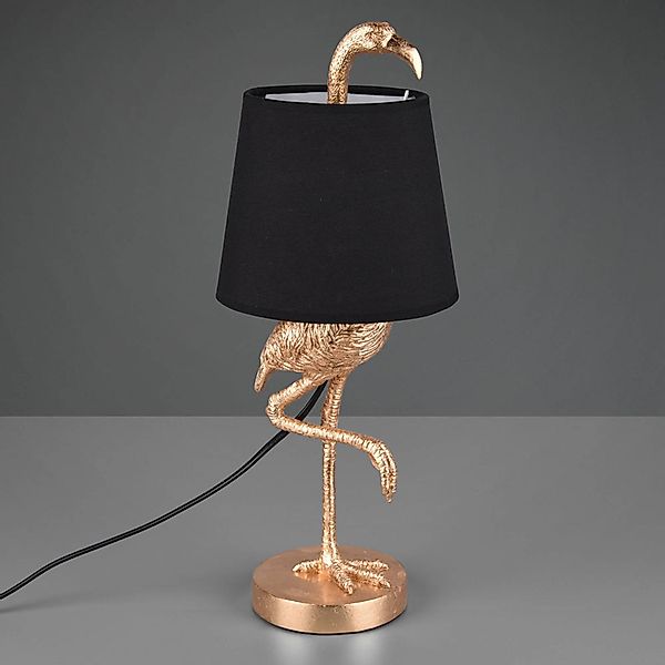 Tischleuchte Lola mit Flamingo-Figur, schwarz/gold günstig online kaufen