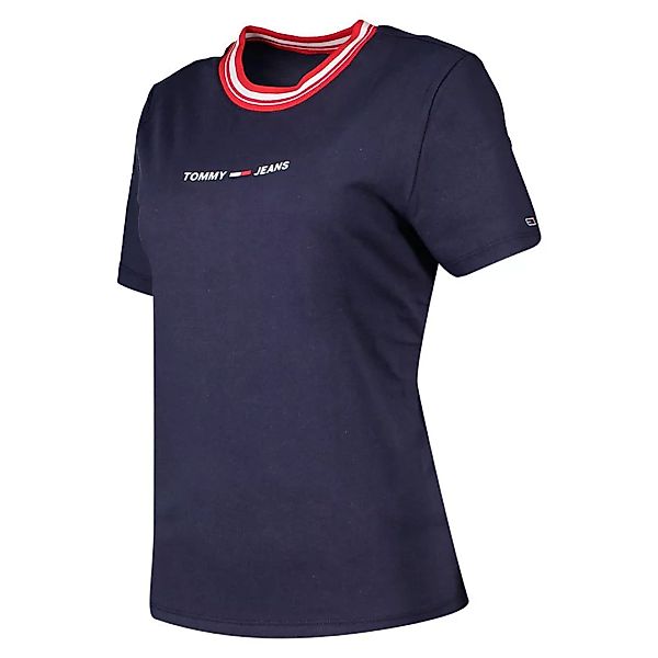 Tommy Jeans Contrast Rib Logo Kurzärmeliges T-shirt XS Twilight Navy günstig online kaufen