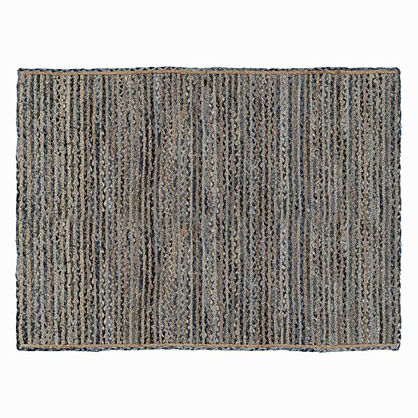 Teppich 290 X 200 Cm Natürlich Blau Baumwolle Jute günstig online kaufen