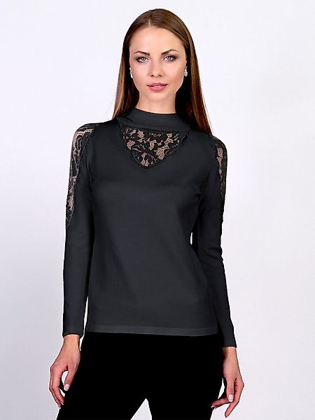 Passioni Strickpullover mit Stehkragen und Spitzendetails am Hals und an de günstig online kaufen