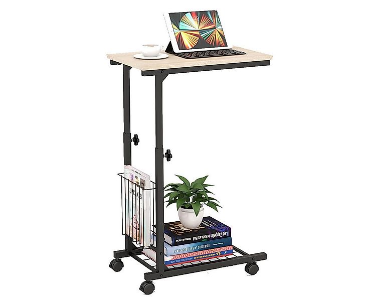COSTWAY Laptoptisch, höhenverstellbar mit Rollen&Aufbewahrungskorb, fürs Be günstig online kaufen