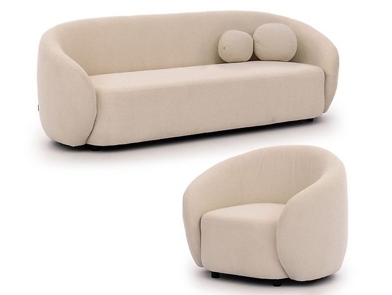 S-Style Möbel Polstergarnitur 3+1 Roundi, Bouclé, Polstergarnitur Luxus & M günstig online kaufen