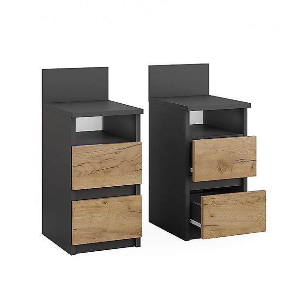 Vicco Nachtschrank Monty, Anthrazit/Goldkraft Eiche, 25 x 59.1 cm 2er Set ( günstig online kaufen