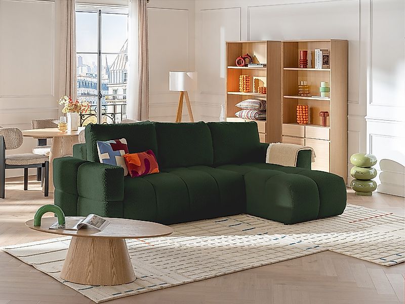 Ecksofa mit Schlaffunktion - Ecke wechselbar - Bouclé-Stoff - Beige - ISSOR günstig online kaufen