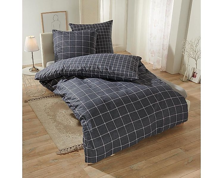 TRAUMSCHLAF Bettwäsche Oslo Graphit, Flanell, 2 teilig, hochwertige Flanell günstig online kaufen