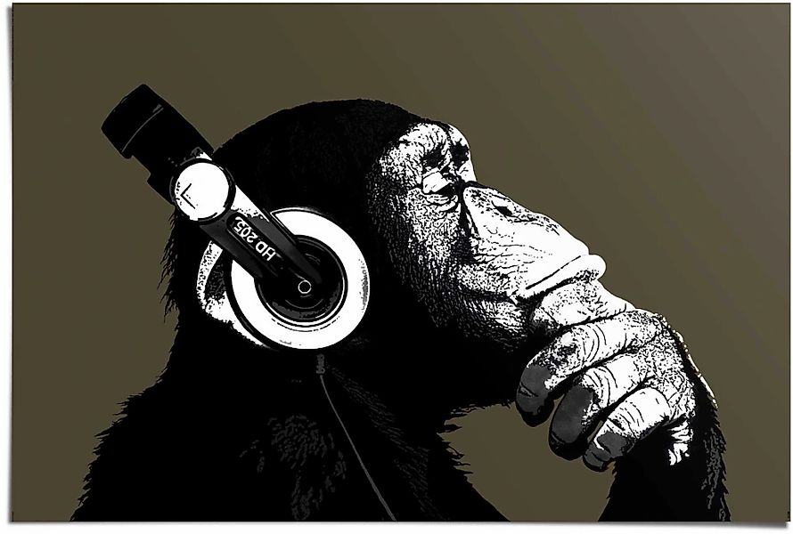 Reinders Poster "Schimpanse Kopfhörer" 1 Stk. tlg. günstig online kaufen