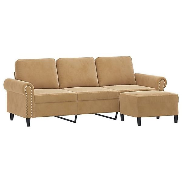 vidaXL Sofa 3-Sitzer-Sofa mit Hocker Braun 180 cm Samt günstig online kaufen