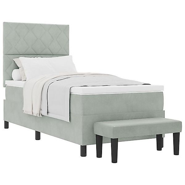 vidaXL Bett Boxspringbett mit Matratze & Bank Hellgrau 90x190 cm Samt (2-tl günstig online kaufen