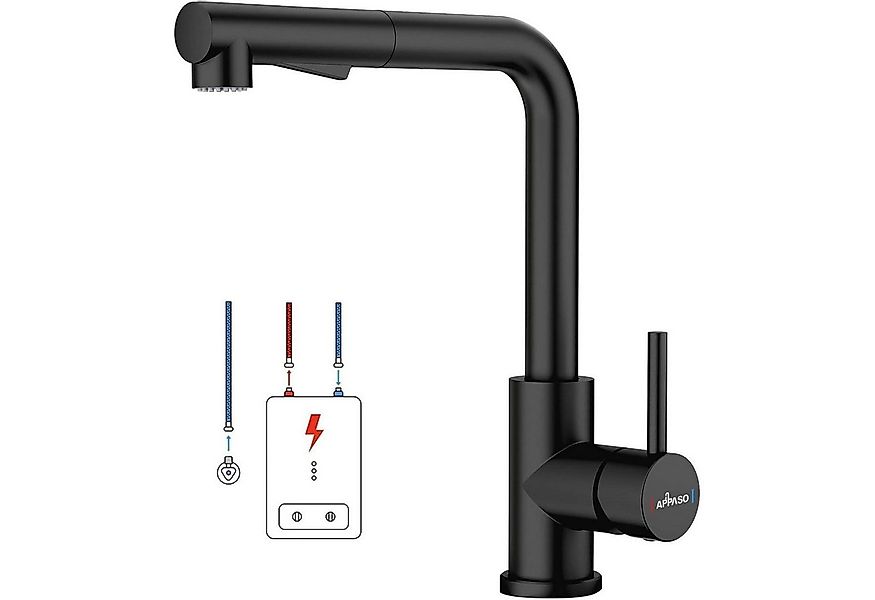 LuxusKollektion Spültischarmatur Niederdruck Armatur Schwarz Küche Ausziehb günstig online kaufen