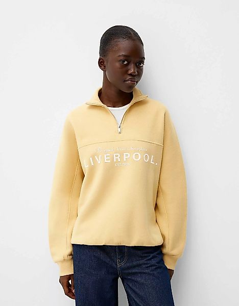 Bershka Bedruckte Sweatshirtjacke Damen Xs Gelb günstig online kaufen