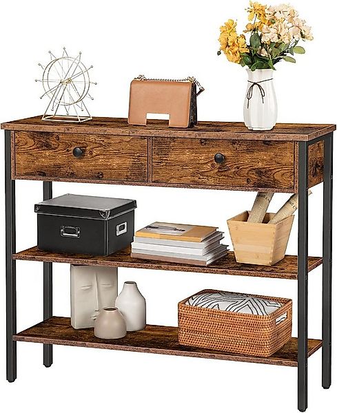 Hoobro Konsolentisch Flurtisch mit Schublade und 2-stufigen Ablagefächern ( günstig online kaufen