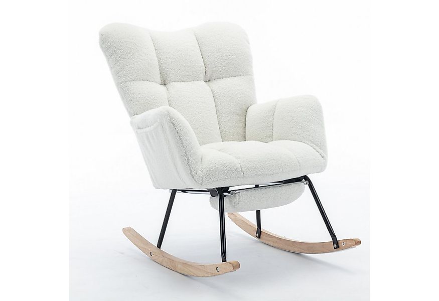 HAUSS SPOLE Schaukelstuhl Weiß Teddy Plüsch Lounge-Sessel Babyschaukelstuhl günstig online kaufen