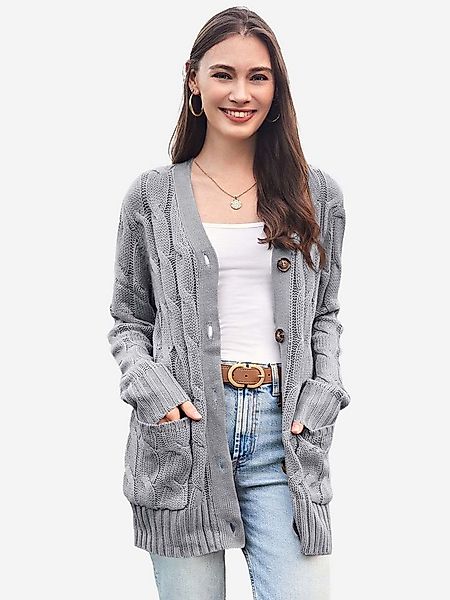 Imily Bela Cardigan Damen Langarm Button-Down Zopfmusterjacke (Packung, 1-t günstig online kaufen