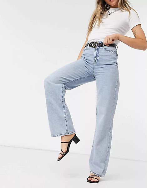 New Look – Jeans in Dunkelblau mit weitem Bein günstig online kaufen