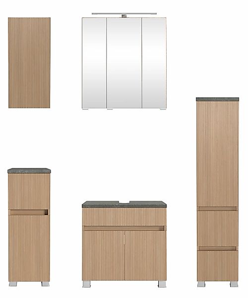 welltime Badmöbel-Set "EIXO, 5tlg.-Set: Spiegelschrank, Unterbeckenschrank günstig online kaufen