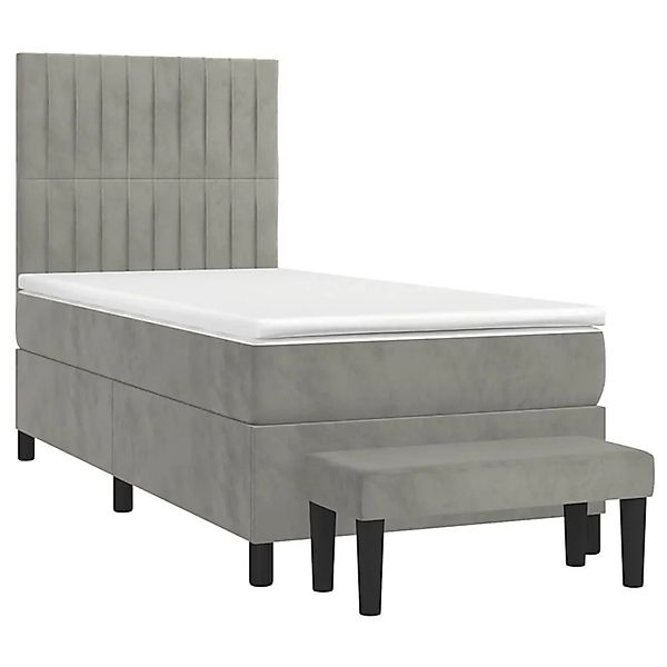 vidaXL Boxspringbett mit Matratze Hellgrau 90x190 cm Samt 3137935 günstig online kaufen